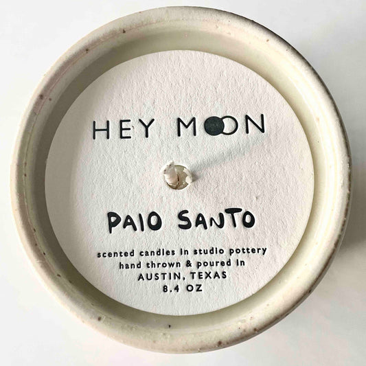 Ceramic Candle in  Palo Santo - Hey Moon Ceramics hand poured soy wax candle