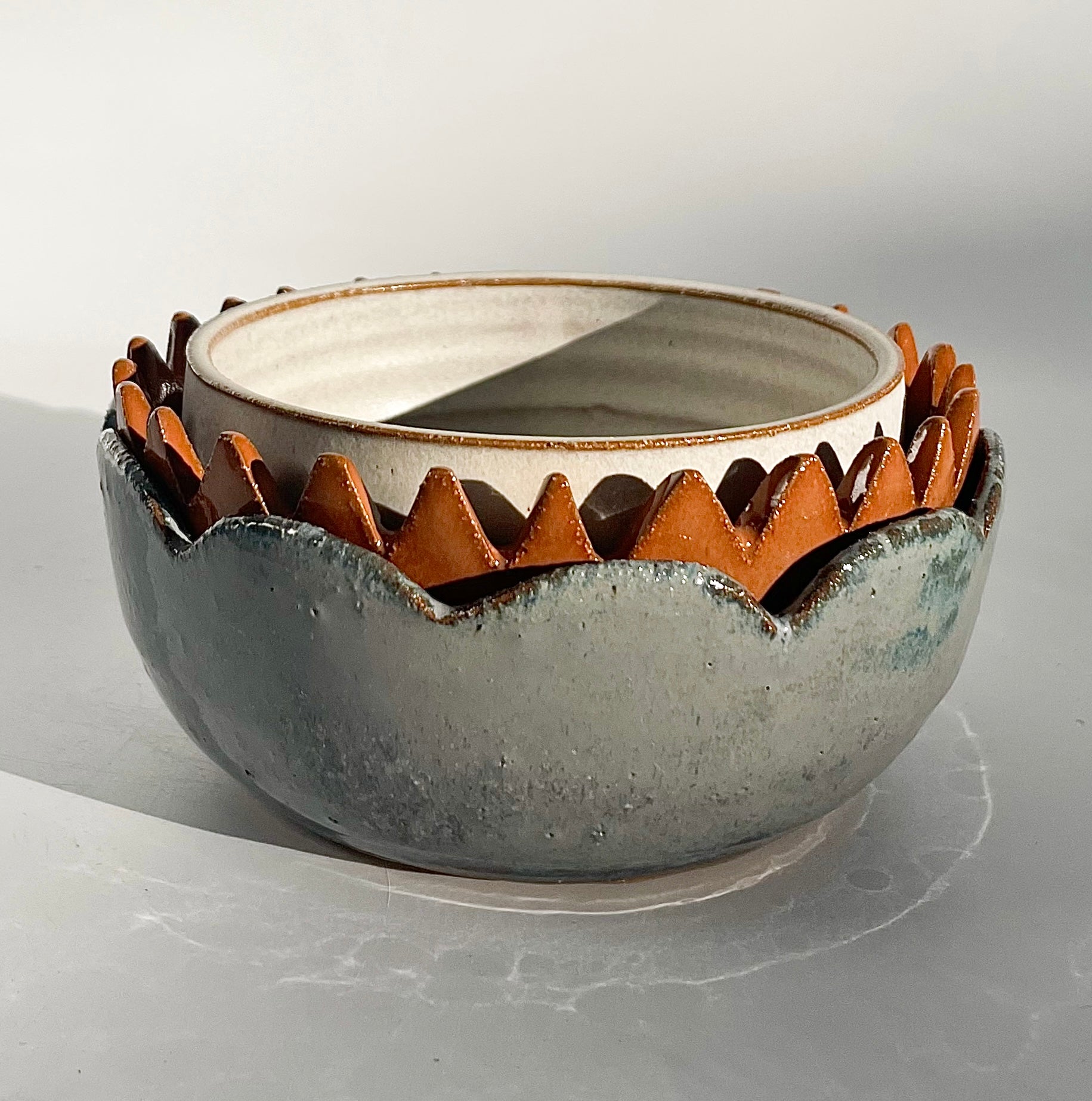 burnt siena bowl with sun ray edges - Hey Moon ceramics
