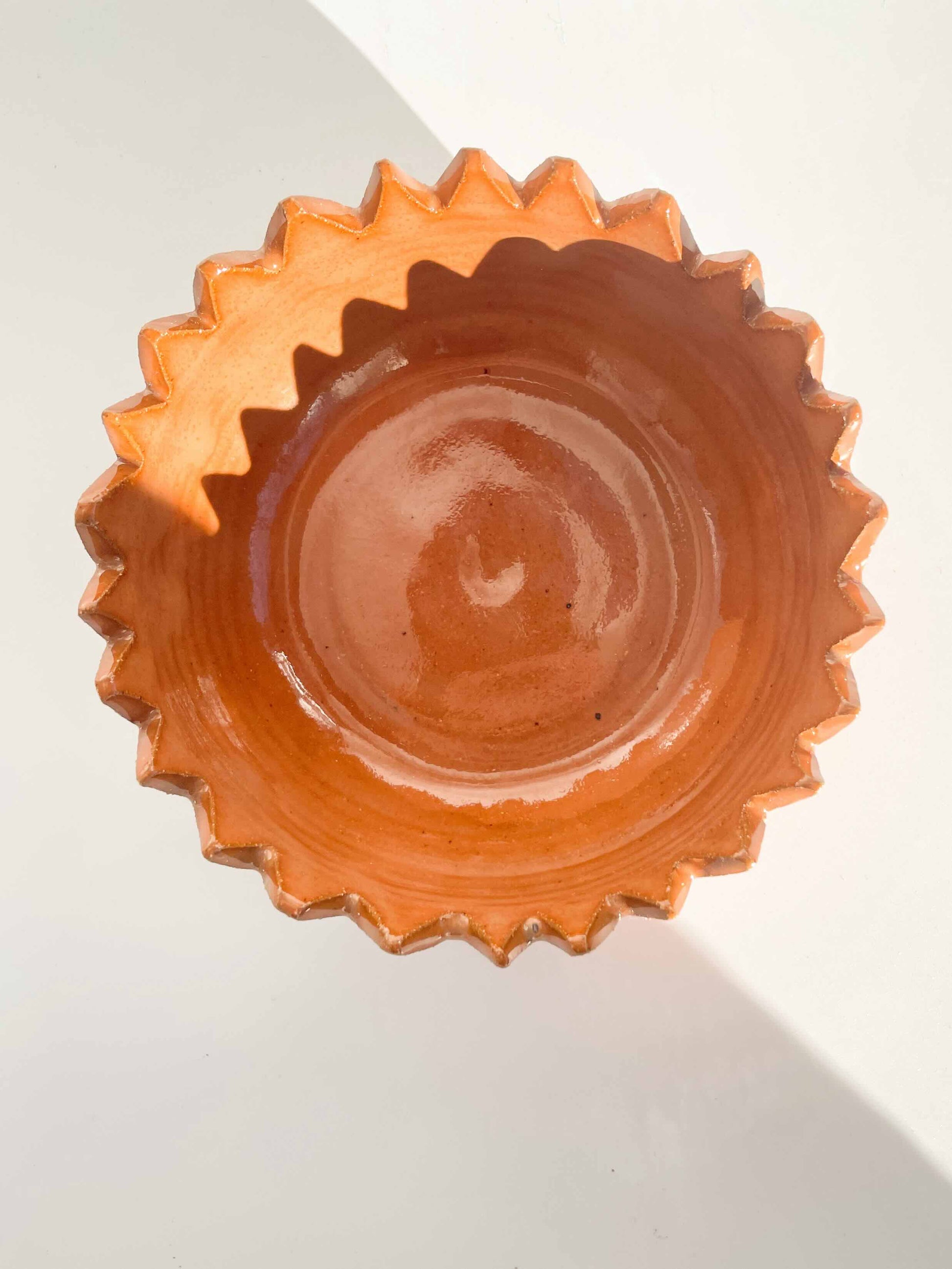 burnt siena bowl with sun ray edges - Hey Moon ceramics