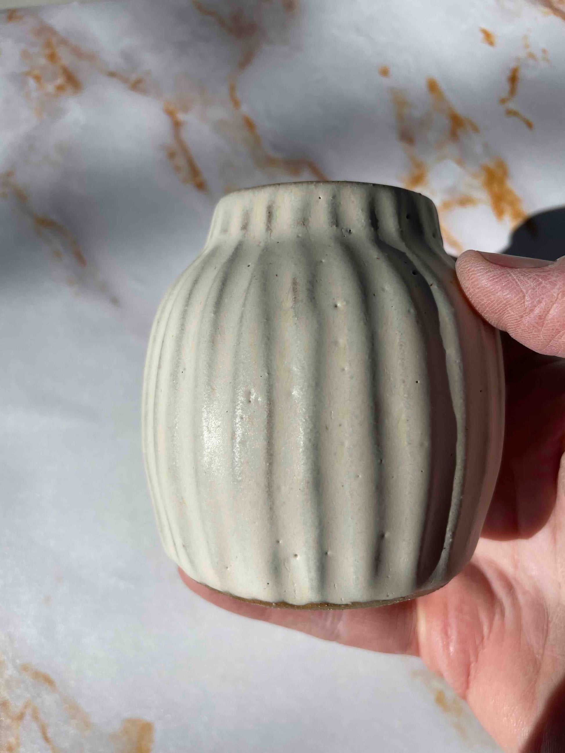 small etched white vase - hey moon ceramics