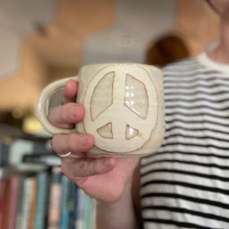 Hey Moon Mug with Peace Symbol - Hey Moon Ceramics