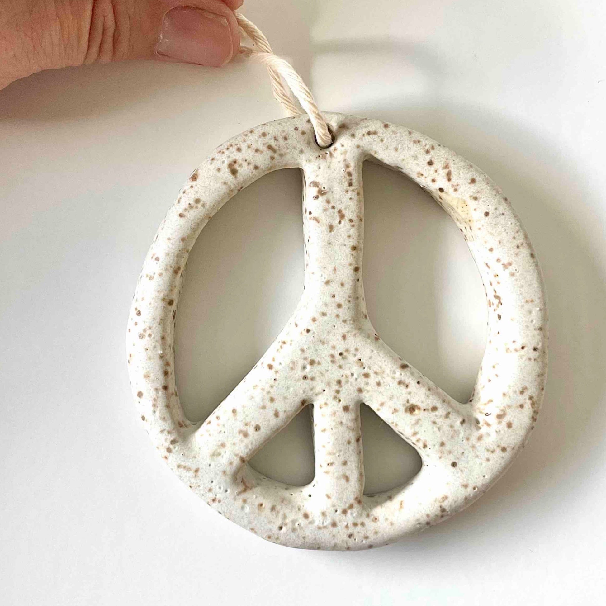 Peace Ornament in Speckle - Hey Moon Ceramics